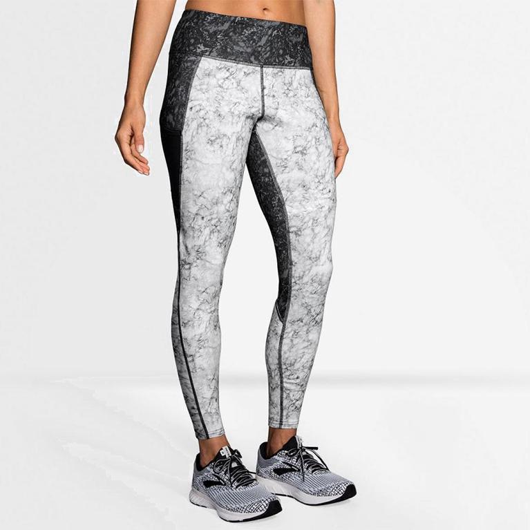 Brooks Threshold NZ - Women's Running Leggings - White (37865-QSGL)